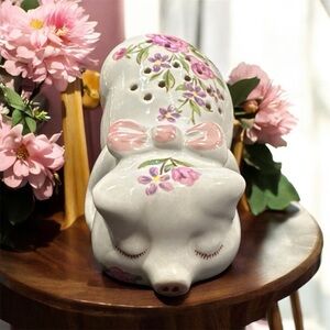 Vintage Ceramic Pig Floral Potpourri Holder Avon collection